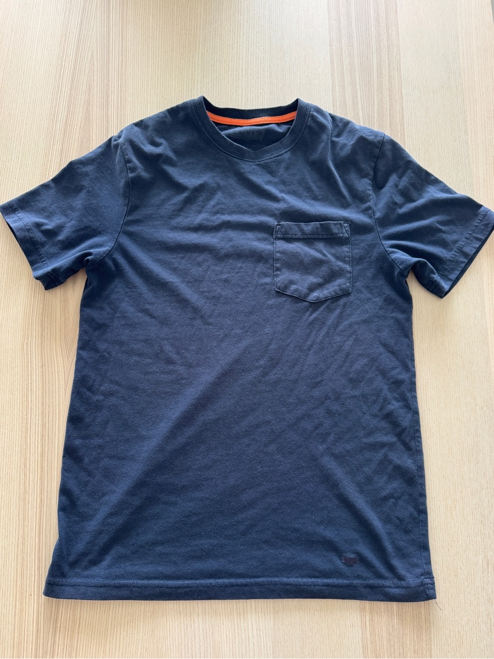 Levi's Navy Short Sleeve Pocket Tee with Orange Neck Trim